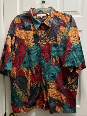Vintage Expressions Worldwide Men’s Geometric Shirt Sleeve Button Up 2X
